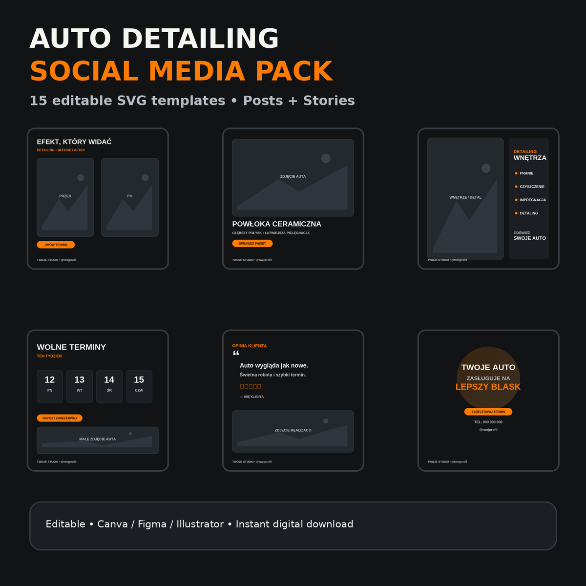Auto Detailing Social Media Pack included in DesignStash Complete Bundle