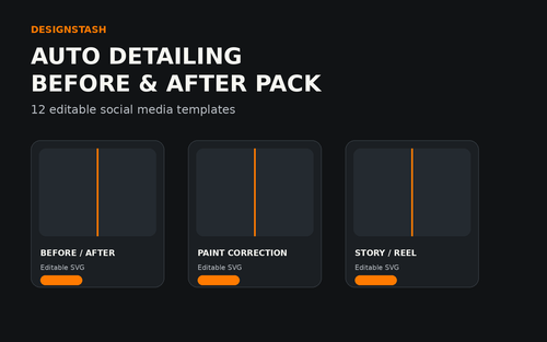 DesignStash Auto Detailing Before & After Pack – 12 editable templates