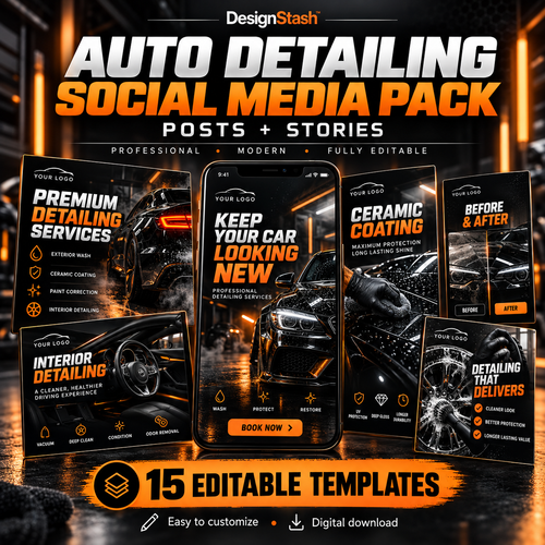 DesignStash Social Media Pack – 15 editable templates